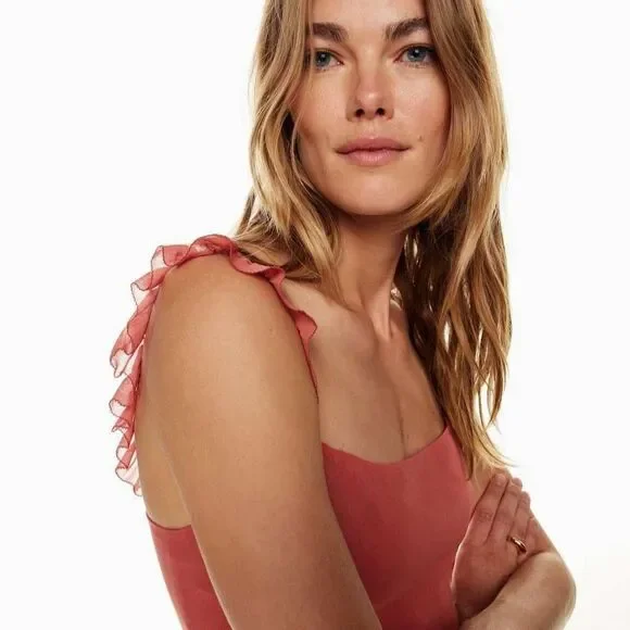 Aritzia Women's Flutter Sleeve Dress Size 12 - Picture 4 of 8